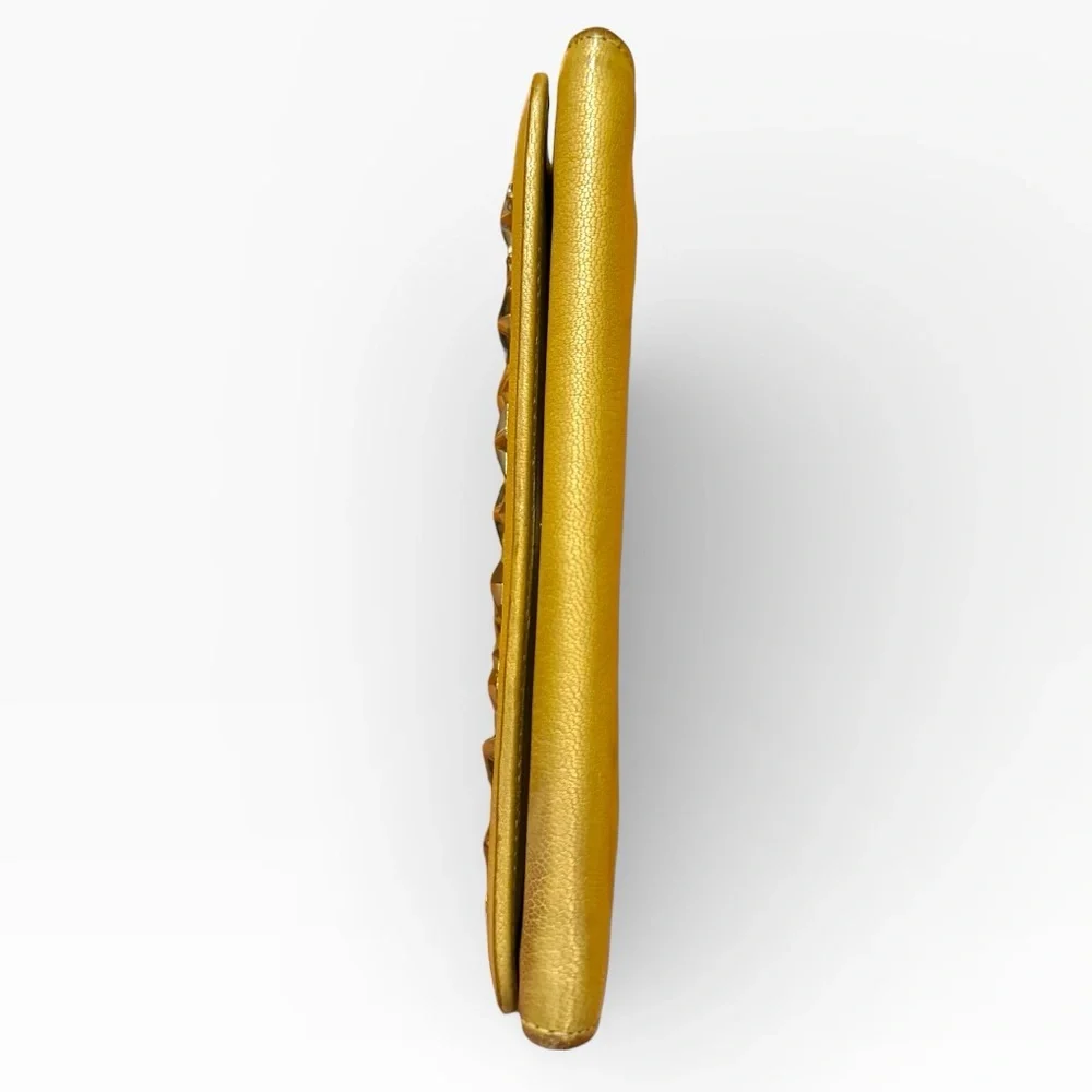 Jimmy Choo Nino Crystal Star-Studded Pearlized Yellow Leather Wallet and COA - Picture 7 of 17